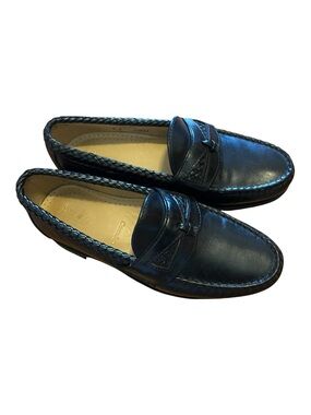Ethan Allen Camden Black Braided Leather Penny Loafers size 6 E